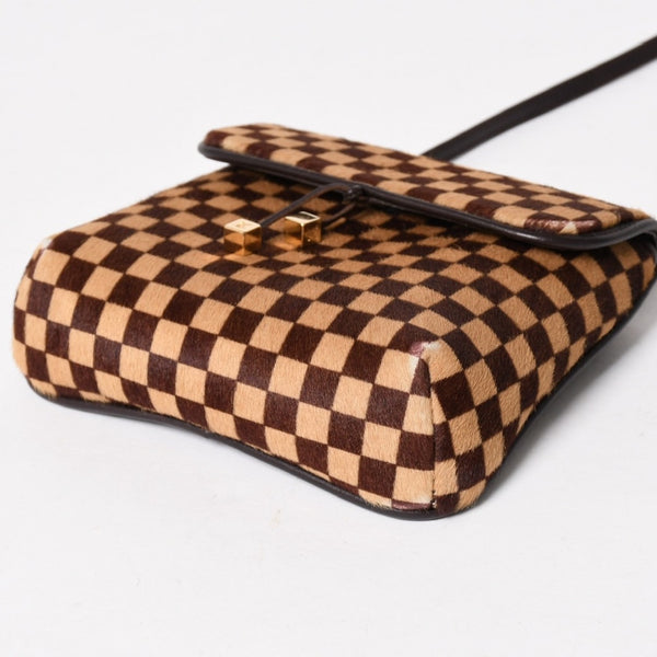 LOUIS VUITTON ルイヴィトン ガゼル ショルダーバッグ M92130 ダミエ ソバージュ ハラコ レザー ブラウン 美品 中古 4a005249