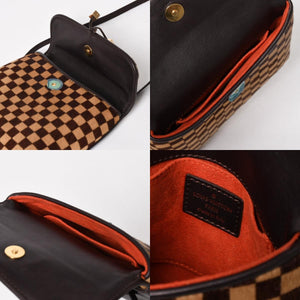LOUIS VUITTON ルイヴィトン ガゼル ショルダーバッグ M92130 ダミエ ソバージュ ハラコ レザー ブラウン 美品 中古 4a005249