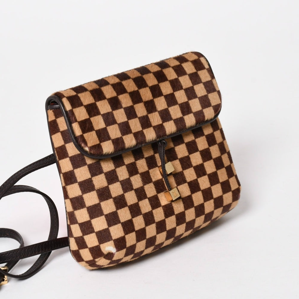 LOUIS VUITTON ルイヴィトン ガゼル ショルダーバッグ M92130 ダミエ ソバージュ ハラコ レザー ブラウン 美品 中古 4a005249