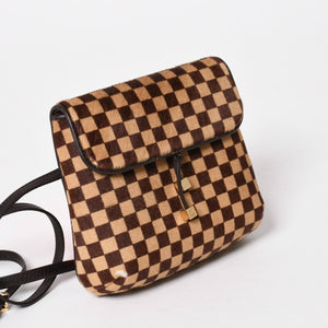 LOUIS VUITTON ルイヴィトン ガゼル ショルダーバッグ M92130 ダミエ ソバージュ ハラコ レザー ブラウン 美品 中古 4a005249