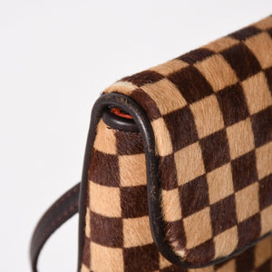 LOUIS VUITTON ルイヴィトン ガゼル ショルダーバッグ M92130 ダミエ ソバージュ ハラコ レザー ブラウン 美品 中古 4a005249