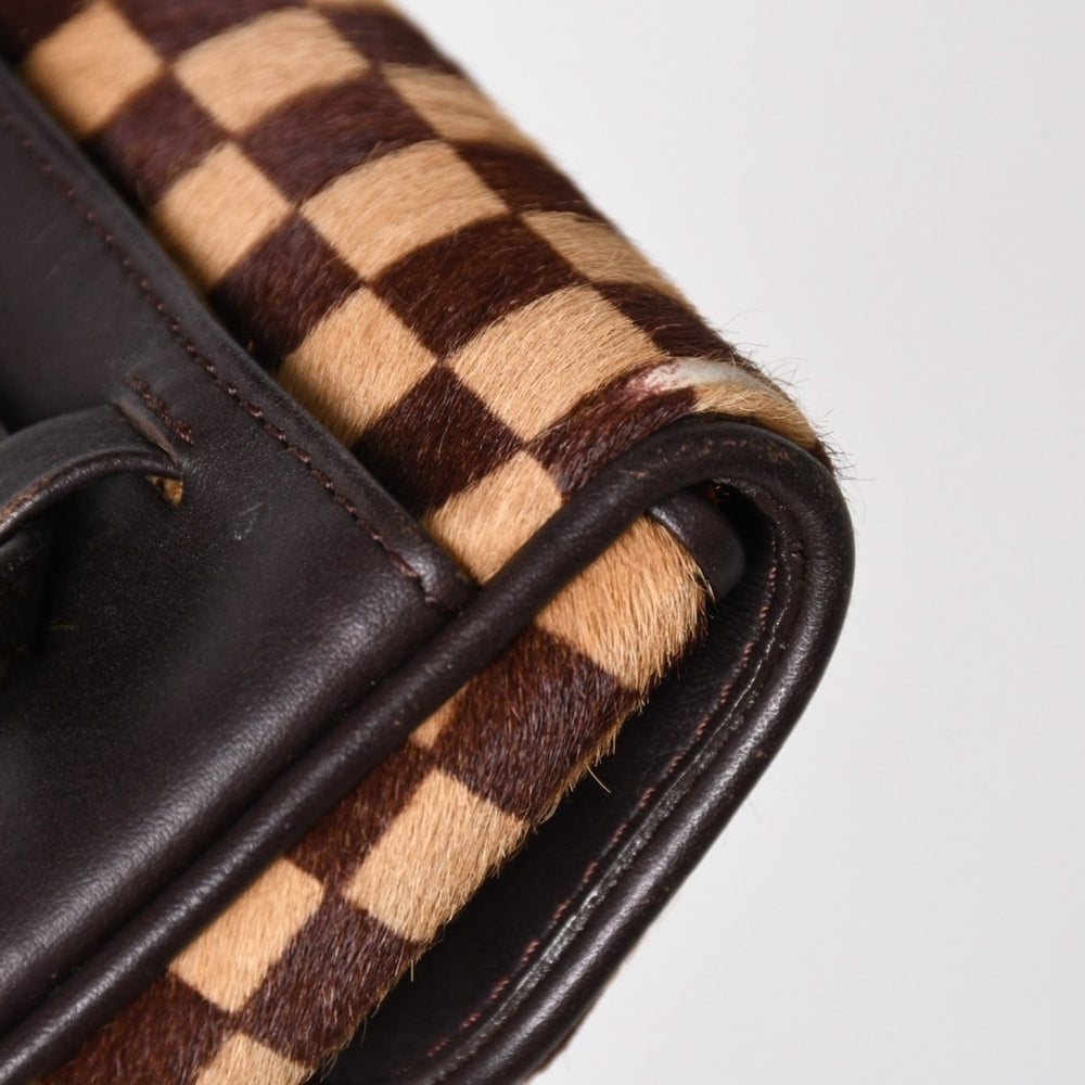 LOUIS VUITTON ルイヴィトン ガゼル ショルダーバッグ M92130 ダミエ ソバージュ ハラコ レザー ブラウン 美品 中古 4a005249