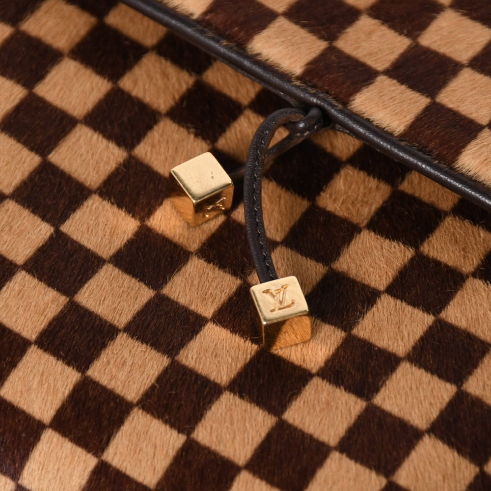 LOUIS VUITTON ルイヴィトン ガゼル ショルダーバッグ M92130 ダミエ ソバージュ ハラコ レザー ブラウン 美品 中古 4a005249