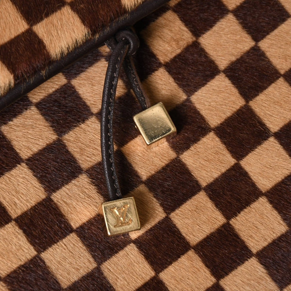 LOUIS VUITTON ルイヴィトン ガゼル ショルダーバッグ M92130 ダミエ ソバージュ ハラコ レザー ブラウン 美品 中古 4a005249
