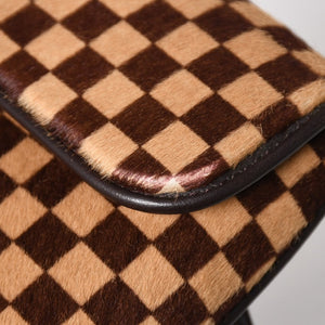 LOUIS VUITTON ルイヴィトン ガゼル ショルダーバッグ M92130 ダミエ ソバージュ ハラコ レザー ブラウン 美品 中古 4a005249