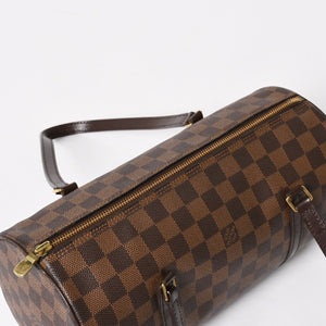 極美品 LOUIS VUITTON ルイヴィトン パピヨン30 ハンドバッグ N51303 ダミエ エベヌ ブラウン ゴールド金具 中古 4a005252