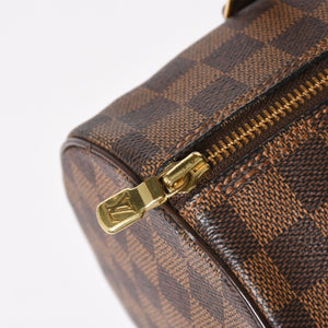 極美品 LOUIS VUITTON ルイヴィトン パピヨン30 ハンドバッグ N51303 ダミエ エベヌ ブラウン ゴールド金具 中古 4a005252