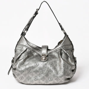 極美品 LOUIS VUITTON ルイヴィトン マヒナ XS ショルダーバッグ アルジャン メタリックシルバー シルバー M95718 中古 4a005253