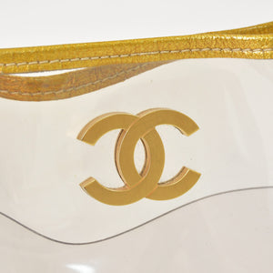 CHANEL シャネル チェーントートバッグ ココマーク ビニール レザー ゴールド シルバー クリア マットゴールド金具 良品 中古 4a005254