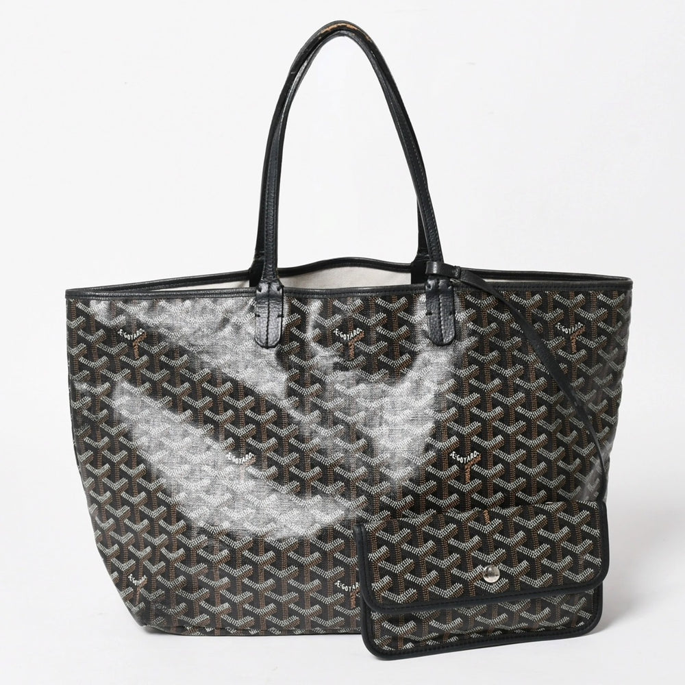 GOYARD ゴヤール Saint Louis PM サンルイ PM トートバッグ STLCROPMLTY01CL01P PVC レザー ブラック 良品 中古 4a005258