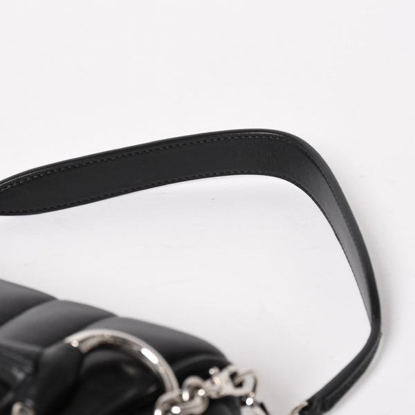 極美品 GUCCI グッチ ホースビット 2wayショルダーバッグ 764339 レザー ブラック シルバー金具 中古 4a005266