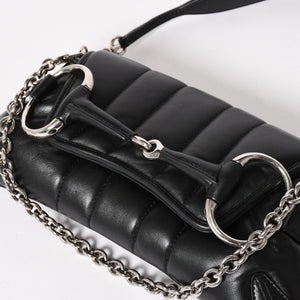 極美品 GUCCI グッチ ホースビット 2wayショルダーバッグ 764339 レザー ブラック シルバー金具 中古 4a005266