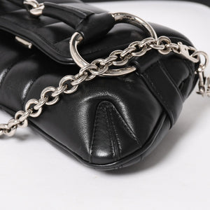 極美品 GUCCI グッチ ホースビット 2wayショルダーバッグ 764339 レザー ブラック シルバー金具 中古 4a005266