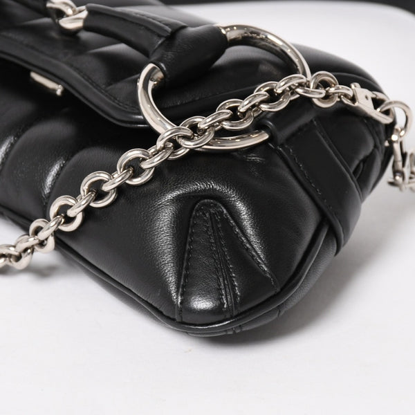 極美品 GUCCI グッチ ホースビット 2wayショルダーバッグ 764339 レザー ブラック シルバー金具 中古 4a005266