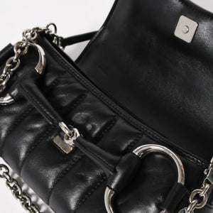 極美品 GUCCI グッチ ホースビット 2wayショルダーバッグ 764339 レザー ブラック シルバー金具 中古 4a005266