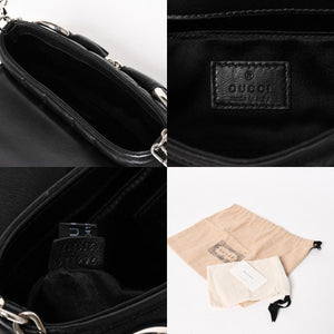 極美品 GUCCI グッチ ホースビット 2wayショルダーバッグ 764339 レザー ブラック シルバー金具 中古 4a005266