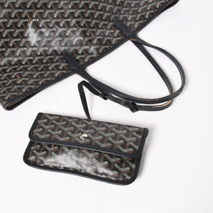 GOYARD ゴヤール Saint Louis PM サンルイ PM トートバッグ STLCROPMLTY01CL01P PVC レザー ブラック 良品 中古 4a005258