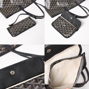 GOYARD ゴヤール Saint Louis PM サンルイ PM トートバッグ STLCROPMLTY01CL01P PVC レザー ブラック 良品 中古 4a005258