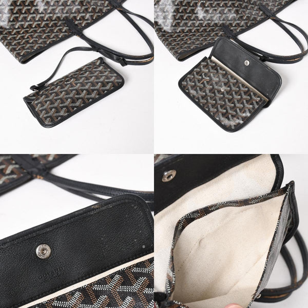 GOYARD ゴヤール Saint Louis PM サンルイ PM トートバッグ STLCROPMLTY01CL01P PVC レザー ブラック 良品 中古 4a005258