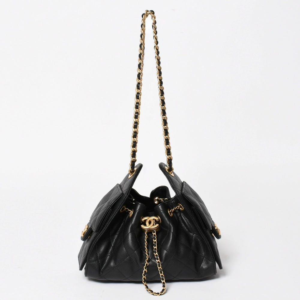 極美品 CHANEL シャネル CHANEL 25 ミニ チェーンショルダーバッグ AS5631 ランダム番台 ココマーク キャビアスキン 中古 4a005368