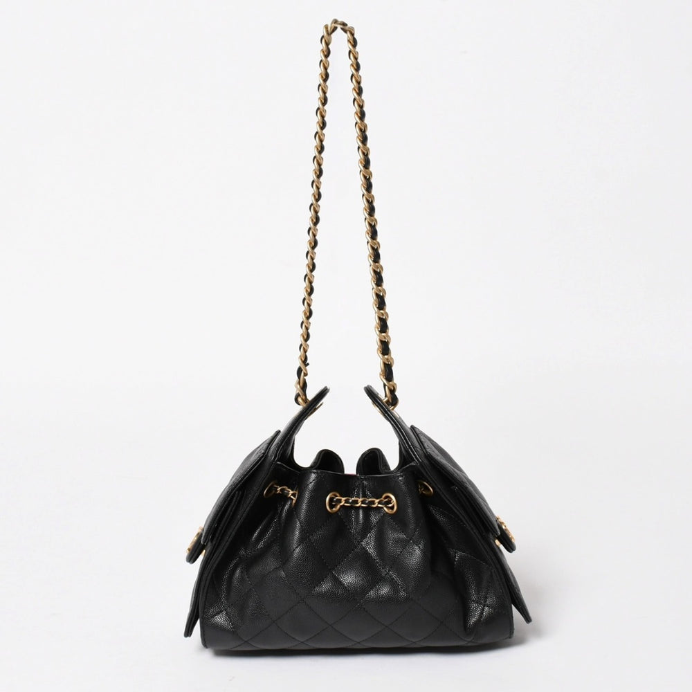 極美品 CHANEL シャネル CHANEL 25 ミニ チェーンショルダーバッグ AS5631 ランダム番台 ココマーク キャビアスキン 中古 4a005368