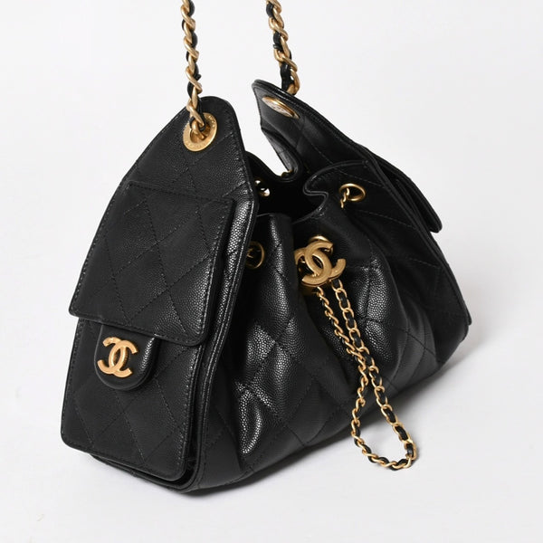 極美品 CHANEL シャネル CHANEL 25 ミニ チェーンショルダーバッグ AS5631 ランダム番台 ココマーク キャビアスキン 中古 4a005368