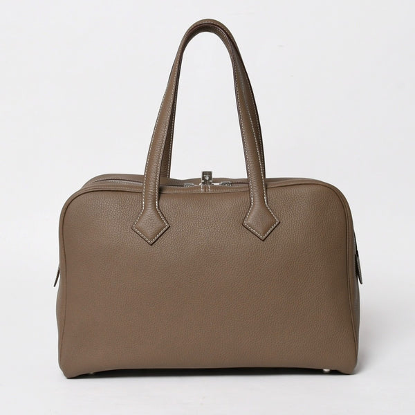 新品同様品 HERMES エルメス ヴィクトリア2 35 エトゥープ シルバー金具 トリヨンクレマンス Y刻印 トートバッグ トラベルバッグ 中古 4a005319