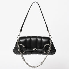 極美品 GUCCI グッチ ホースビット 2wayショルダーバッグ 764339 レザー ブラック シルバー金具 中古 4a005266