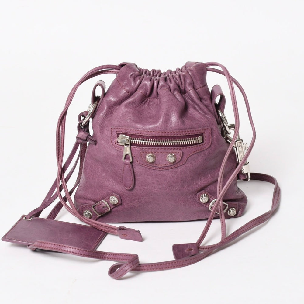 極美品 BALENCIAGA バレンシアガ ショルダーバッグ ショルダーポーチ パープル シルバー金具 252617 中古 4a005260