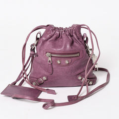 極美品 BALENCIAGA バレンシアガ ショルダーバッグ ショルダーポーチ パープル シルバー金具 252617 中古 4a005260