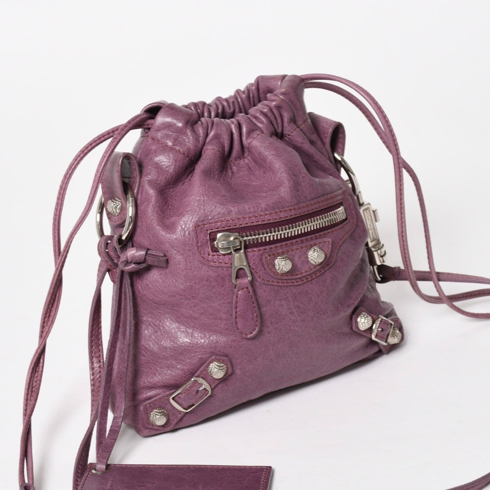極美品 BALENCIAGA バレンシアガ ショルダーバッグ ショルダーポーチ パープル シルバー金具 252617 中古 4a005260