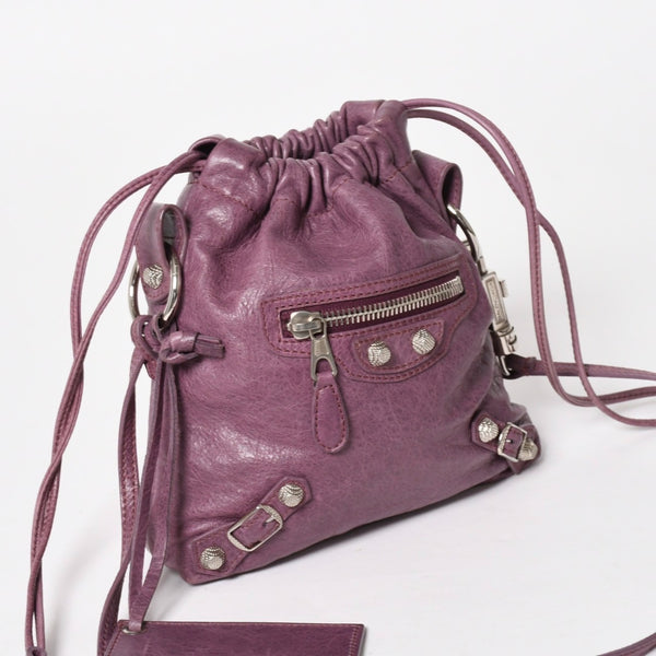極美品 BALENCIAGA バレンシアガ ショルダーバッグ ショルダーポーチ パープル シルバー金具 252617 中古 4a005260
