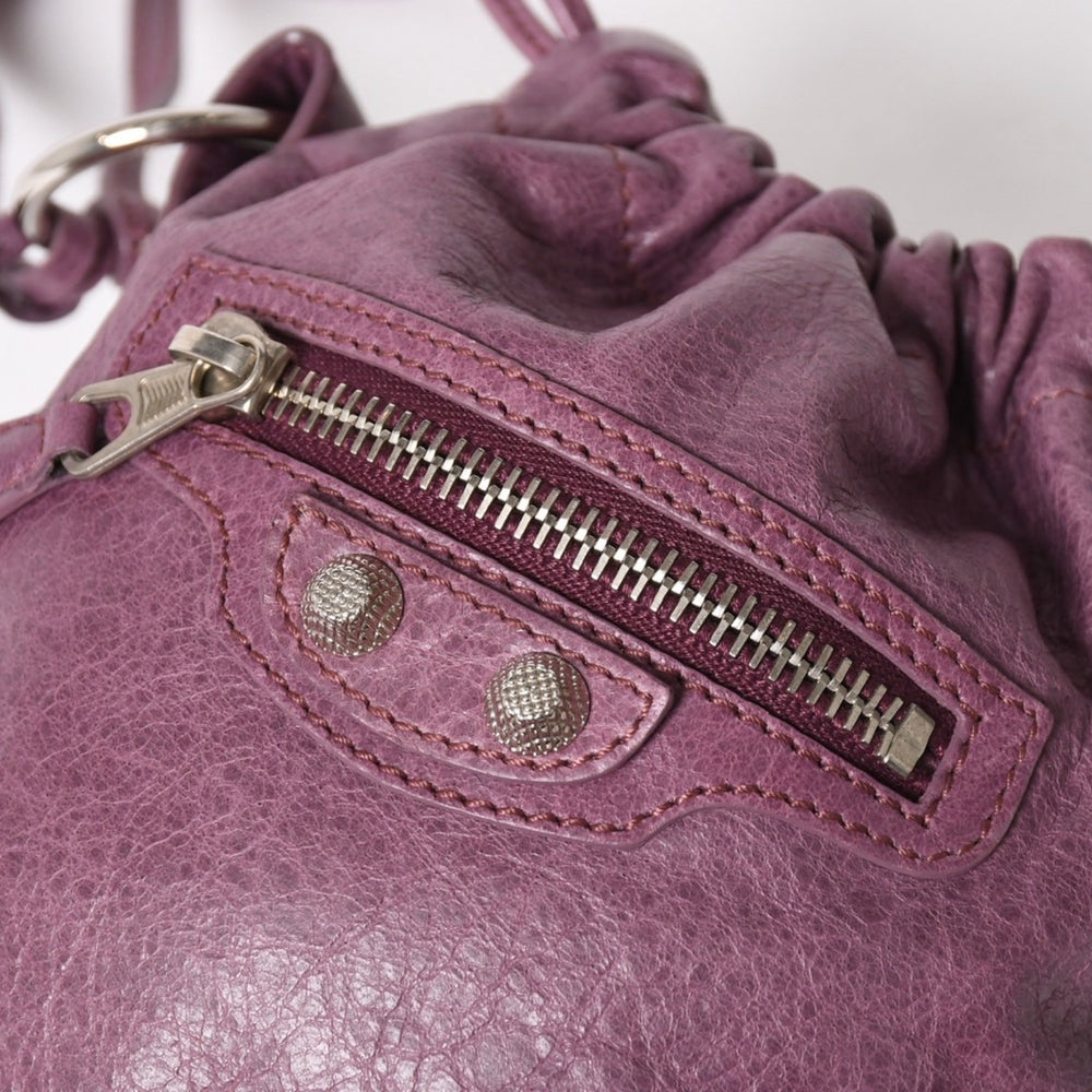 極美品 BALENCIAGA バレンシアガ ショルダーバッグ ショルダーポーチ パープル シルバー金具 252617 中古 4a005260