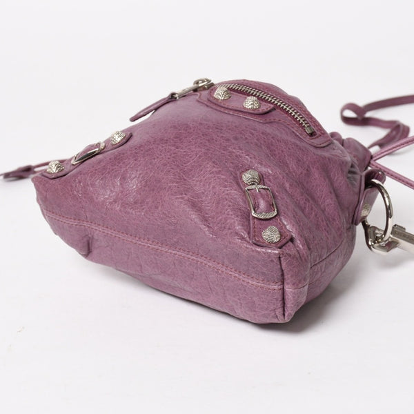 極美品 BALENCIAGA バレンシアガ ショルダーバッグ ショルダーポーチ パープル シルバー金具 252617 中古 4a005260
