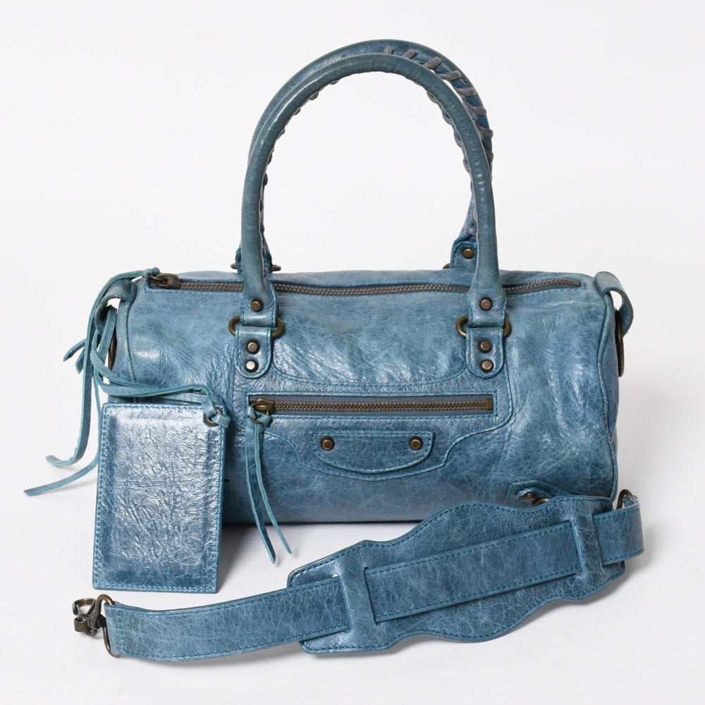 BALENCIAGA バレンシアガ ミニ ツィギー 2WAY ハンドバッグ ショルダーバッグ 138223 ブルー ターコイズブルー 美品 中古 4a005334