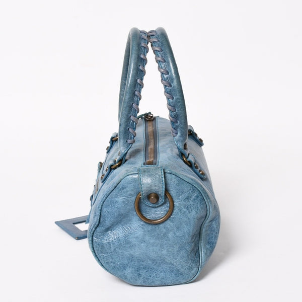 BALENCIAGA バレンシアガ ミニ ツィギー 2WAY ハンドバッグ ショルダーバッグ 138223 ブルー ターコイズブルー 美品 中古 4a005334
