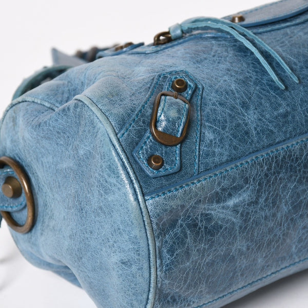 BALENCIAGA バレンシアガ ミニ ツィギー 2WAY ハンドバッグ ショルダーバッグ 138223 ブルー ターコイズブルー 美品 中古 4a005334