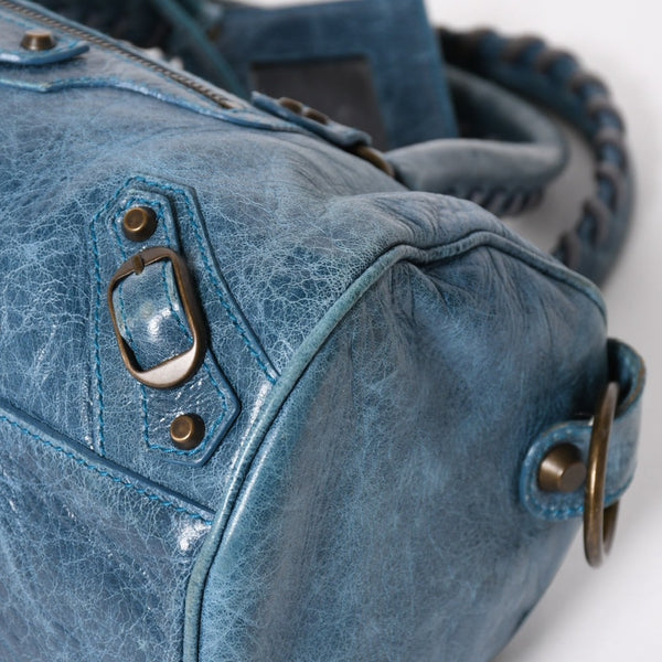 BALENCIAGA バレンシアガ ミニ ツィギー 2WAY ハンドバッグ ショルダーバッグ 138223 ブルー ターコイズブルー 美品 中古 4a005334
