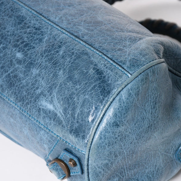BALENCIAGA バレンシアガ ミニ ツィギー 2WAY ハンドバッグ ショルダーバッグ 138223 ブルー ターコイズブルー 美品 中古 4a005334