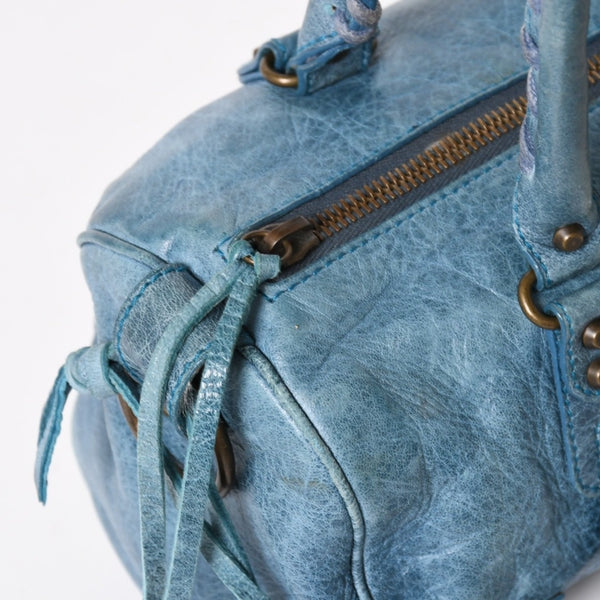 BALENCIAGA バレンシアガ ミニ ツィギー 2WAY ハンドバッグ ショルダーバッグ 138223 ブルー ターコイズブルー 美品 中古 4a005334