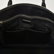 画像をギャラリービューアに読み込む, 極美品 PRADA プラダ トートバッグ ブリーフケース ビジネスバッグ サファーノレザー ブラック ブルー シルバー金具 中古 4a005269