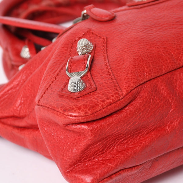 極美品 BALENCIAGA バレンシアガ ジャイアント ファースト 2WAYバッグ 285433 レザー レッド ゴールド金具 中古 4a005272