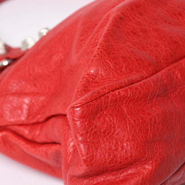 極美品 BALENCIAGA バレンシアガ ジャイアント ファースト 2WAYバッグ 285433 レザー レッド ゴールド金具 中古 4a005272