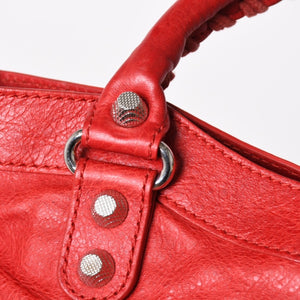 極美品 BALENCIAGA バレンシアガ ジャイアント ファースト 2WAYバッグ 285433 レザー レッド ゴールド金具 中古 4a005272