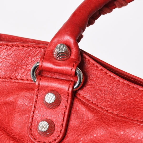 極美品 BALENCIAGA バレンシアガ ジャイアント ファースト 2WAYバッグ 285433 レザー レッド ゴールド金具 中古 4a005272