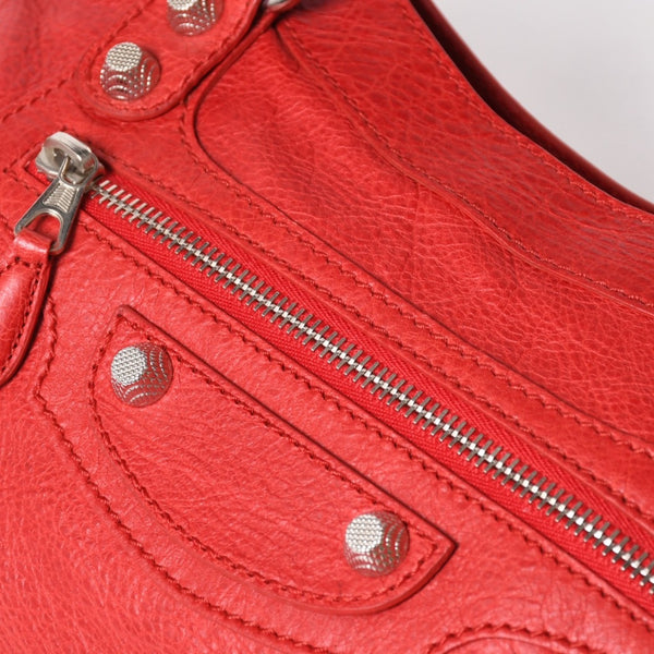 極美品 BALENCIAGA バレンシアガ ジャイアント ファースト 2WAYバッグ 285433 レザー レッド ゴールド金具 中古 4a005272
