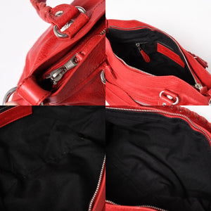 極美品 BALENCIAGA バレンシアガ ジャイアント ファースト 2WAYバッグ 285433 レザー レッド ゴールド金具 中古 4a005272