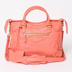 極美品 BALENCIAGA バレンシアガ ザ・ヴェロ ショルダー ハンドバッグ 2way 282010 レザー シャンパンゴールド金具 ピンク 中古 4a005273
