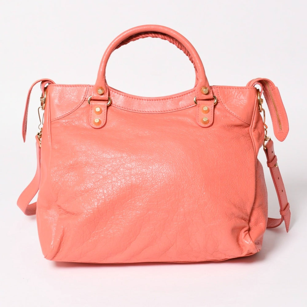 極美品 BALENCIAGA バレンシアガ ザ・ヴェロ ショルダー ハンドバッグ 2way 282010 レザー シャンパンゴールド金具 ピンク 中古 4a005273
