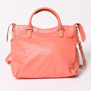 極美品 BALENCIAGA バレンシアガ ザ・ヴェロ ショルダー ハンドバッグ 2way 282010 レザー シャンパンゴールド金具 ピンク 中古 4a005273